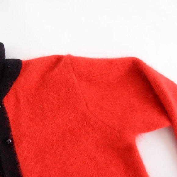 Vintage Refaella Petites Red 45% Rabbit Hair 40% Lambswools Button Down Cardigan - Picture 10 of 12
